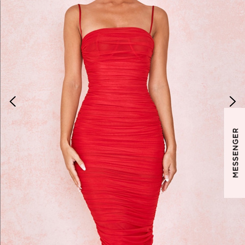 House of CB Sirene Gathered Organza Mesh Dress